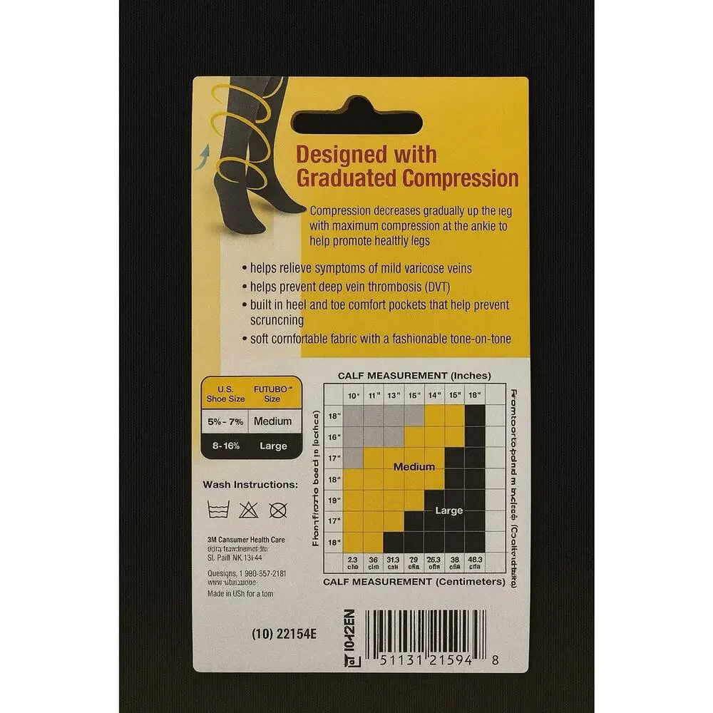 FUTURO Black Trouser Socks Moderate Compression 15-20 mmHg Medium